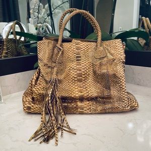 CARLOS FALCHI NWT METALLIC SNAKESKIN TOTE